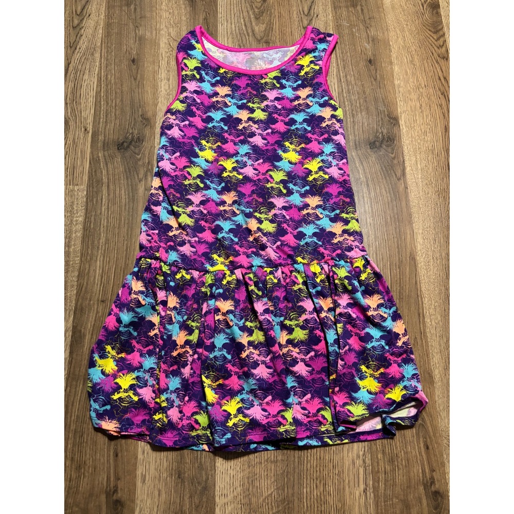 DreamWorks Dress Girls Size M 7/8 Multi Sleeveless Drop Waist Trolls World Tour